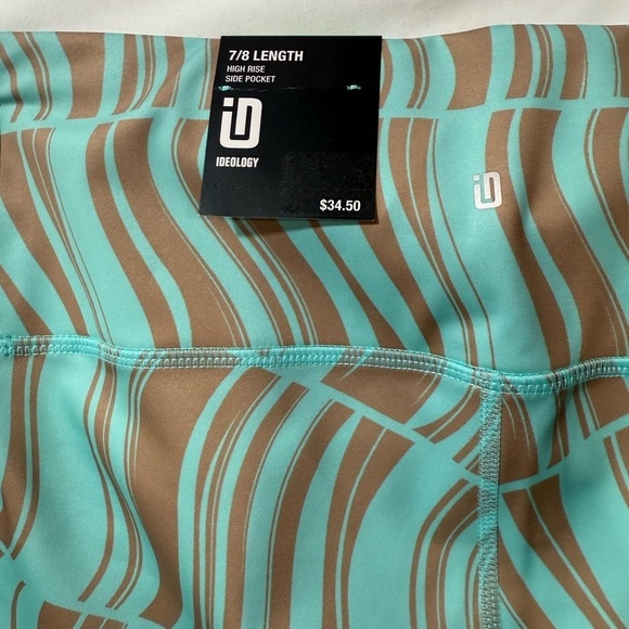 Ideology Performance Leggings High Rise Pockets Compression Blue Tan Size Large - Picture 5 of 10